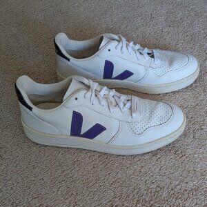 VEJA V-10 Sneakers, Extra White/Purple/Black, Size 40 (US Women's 9 M)